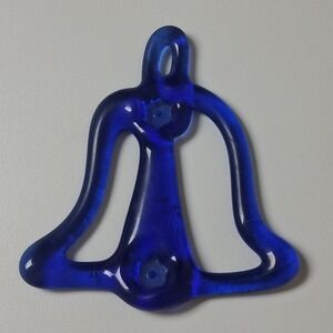 Vintage‎ Cobalt Blue Glass Bell Ornament Suncatcher Retro Christmas Decor Rare